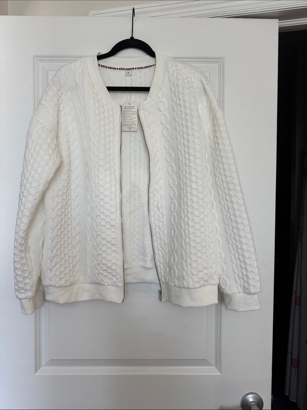 White Quilted Bomber Jacket